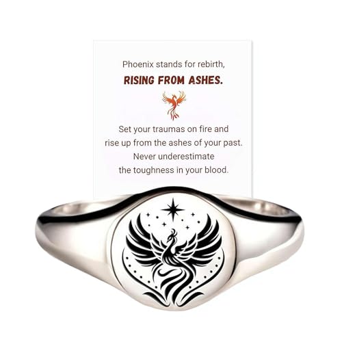 LIU JUN Rise From Ashes Phoenix Signet Ring Rise From Ashes Phoenix Signet Ring for Women for Women (Silver 6)