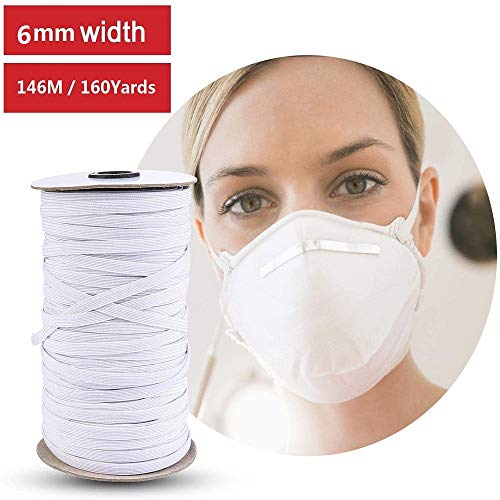 CICADAS Cinta Elástica Blanco, Cordón Goma Elástico Bandas Para Costura Y Manualidades DIY Cordon Elastico Costura, 91/146/183 m×6mm (6mm,160 Yards)