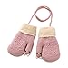 MoGist Guantes de punto para bebé con forma de caracol de peluche, cálidos para invierno, guantes infantiles con cordón (rosa)