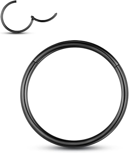 Yaoyaoyors 14G16G18G20G Acero inoxidable SingleDouble Hoop Piercing Anillo de nariz con bisagras, aretes de septum, ópalo joyería de caracola,