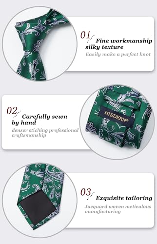Image of HISDERN Ties for Men Paisley Floral Tie Handkerchief Classic Woven Business Formal Necktie and Pocket Square Set Wedding