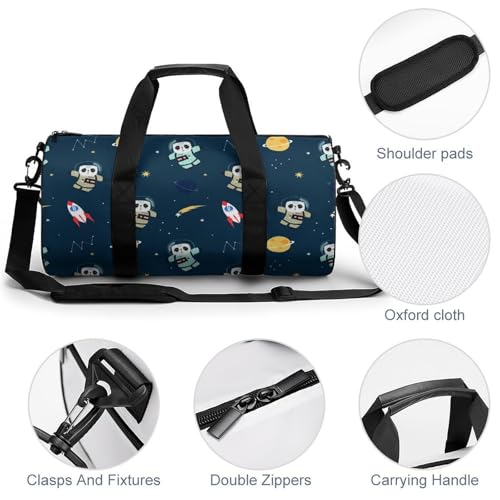 Sac week-end Panda Planètes avec grand volume cylindrique 45cm de longueur - 5