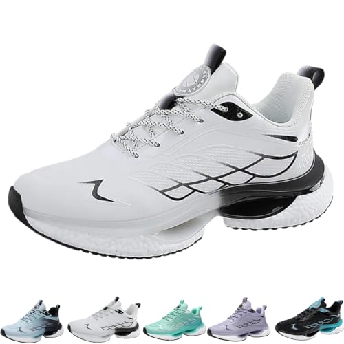 Armadillo Aerion Sneakers for Men Women Lightweight Breathable Mesh Orthopedic Running Sneakers Cloud Cushion Non-Slip Sole Sport Shoes Spacious Toe Box for Comfort & Pain Relief (11.5 Women White)
