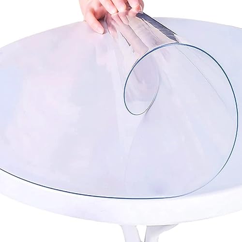 Xpnit Protection de table ronde transparente, mate en vinyle facile à nettoyer, antidérapant, imperméable et souple, pour bureau (110 x 110 cm, transparent)