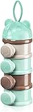Baby Formula Container Dispenser On The Go, 5 Compartments Stackable Formula Container For Travel, Baby Milk Powder Kids Snack, Bpa Free Non-Spill Milk Powder Box (Green Stylish, 1)