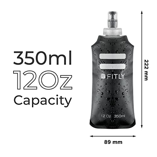 Image of FITLY Soft Water Bottle | Shrink As You Drink Soft Flask for Hydration Pack | Folding Water Bottle Ideal for Running, Hiking, Cycling, Climbing & Rigorous Activity