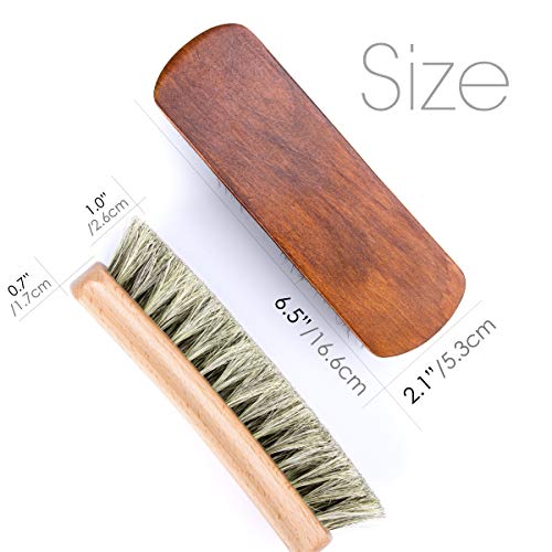 6.7" Horsehair Shoe Shine Brushes with Horse Hair Bristle for Boots Shoes 2 Pack