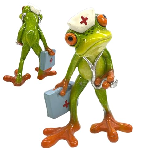 Statues d'infirmière grenouille, figurine d'infirmière grenouille, sculpture de grenouille en résine, statue de jardin de grenouille d'infirmière, collection d'infirmière grenouille, décoration de gre