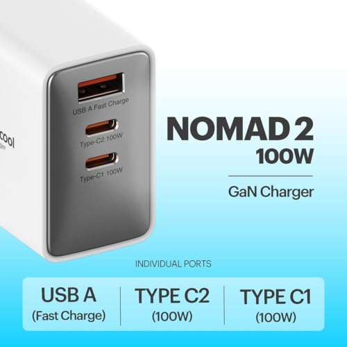Image of Stuffcool Nomad II Smallest 100W GaN Charger PD PPS Supports SFC 2.0 Charges MacBook, Laptop, Smartphone, DSLR, Gaming Console, with Exchangeable EU, USA and UK pins Works with 150+ Countries