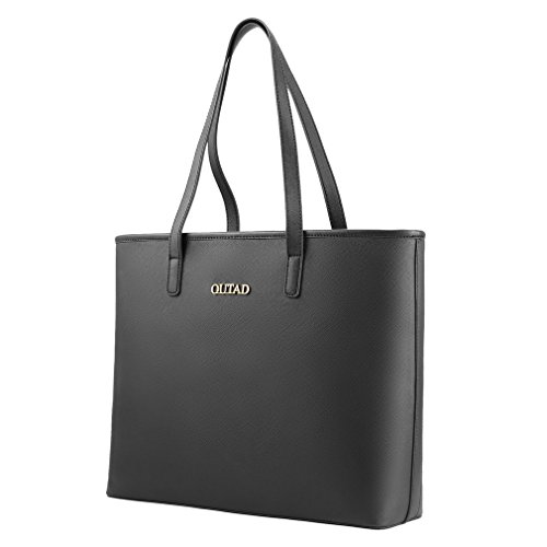 Deliu OUTAD Sac à Main en Cuir PU à la Mode Durable pour Femmes avec Fermeture à glissière supérieure Noir Cover