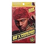 Red by Kiss Bow Wow X Power Wave Premium Pattern Velvet Durag, Soft & Stretchy, Ultimate Compression, Secure Fit & Breathable (Dragon Red)