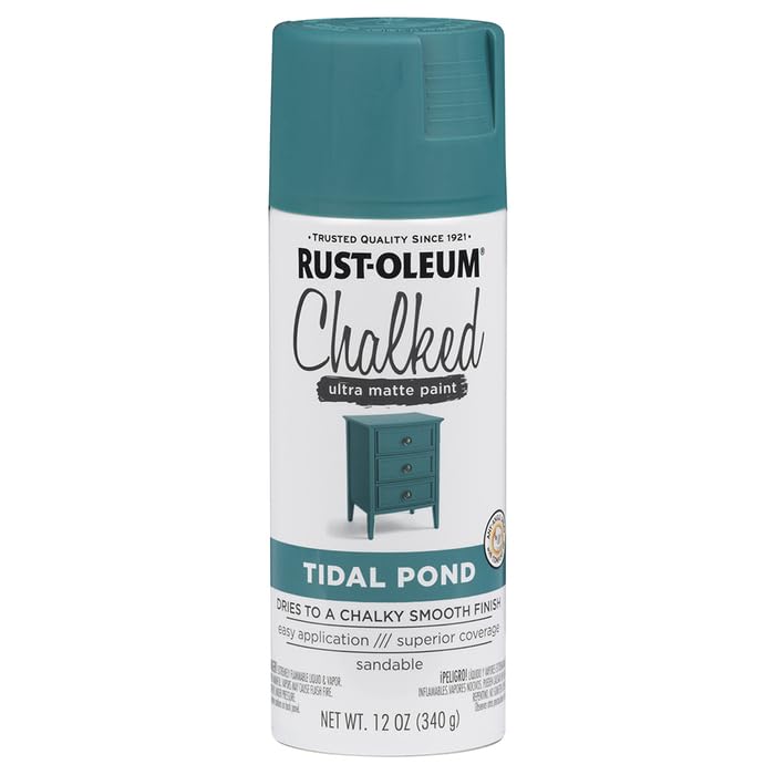 Image of Rust-Oleum Tidal Pond Chalked All-in-One Ultra Matte Spray Paint | One Coat Coverage | No Primer, Sanding, Or Topcoat Needed | Easy Spray Application | Made in USA | 12 OZ