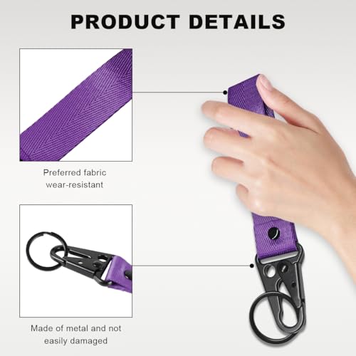 Image of Wevdn Car Key Chain, Fabric Metal Practical Multifunctional Motorcycle Keychain, Anti-Lost Keychain with O-Ring for Men Women (Purple)
