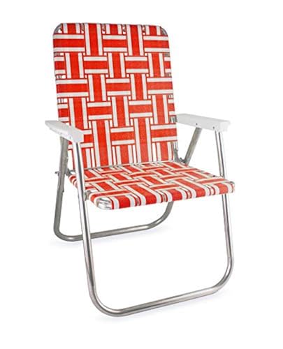 Best Lawn Chair for Sporting Events: Top Comfortable Portable Picks 8 Lawn Chair USA Folding Aluminum Outdoor Patio Lawn Chair | Heavy-Duty Webbed Chairs for Camping, Sports, Beach, Yard & Tailgating | Lightweight Portable | Classic - Orange and White with White Arms