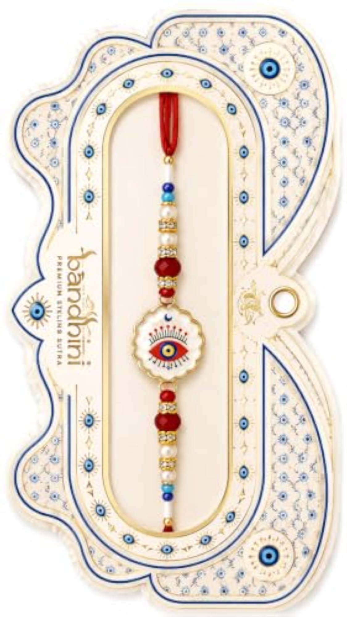 Turkish Evil Eye Rakhi with Pooja Thali Gift Set