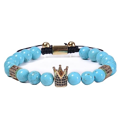 Bracelet couronne en pierre naturelle 8 mm fait main, l'élégance du zircone