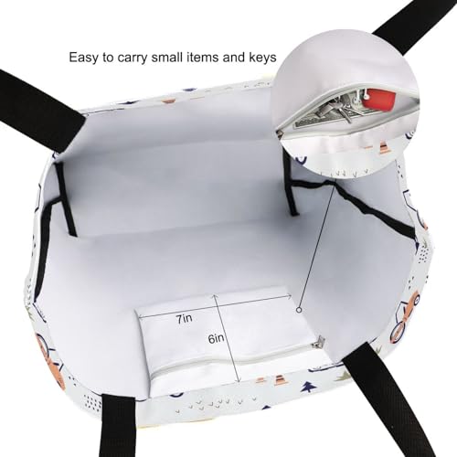 Cartoon Car Vehicle Printed Canvas Tote Bag for Women with Zipper Pocket Reusable Grocery Shopping Bags Large Travel Shoulder Bag Handbag Bags3