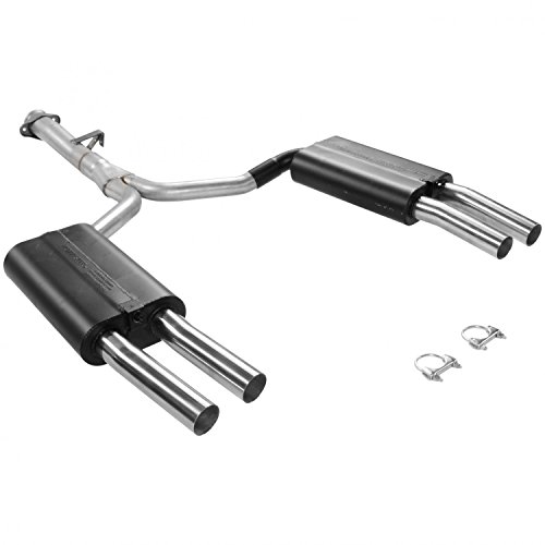Image of Flowmaster 17153 Force II Cat-Back Exhaust Kit 2.5 Inch Aluminized Steel Quad 2.5 Inch Brushed 304 Stainless Steel Tips Compatible with 1986-1990 Chevy Corvette 5.7L