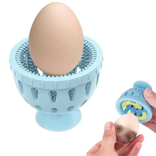 Lavadora de huevos de silicona para huevos frescos, cepillo de cerdas de grado alimenticio con ventosa, herramienta de limpieza multiusos para huevos de granja, verduras y frutas