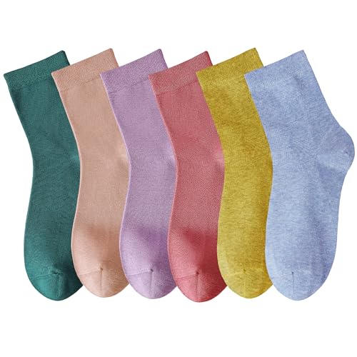 Image of MAGIARTE Womens Mini Crew Cotton Socks,6 Pairs