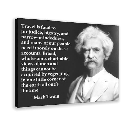 Toile Mark Twain pour salon decoration de bureau cadre Citation Voyage