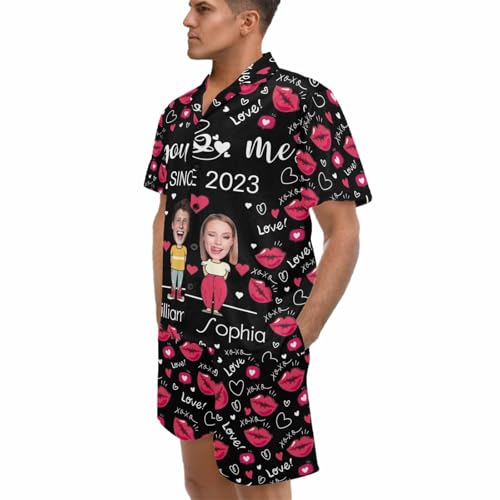 Artsadd Custom Couple Matching Pajamas Set, His and Hers Personalized Photo Pajamas for Women Men2