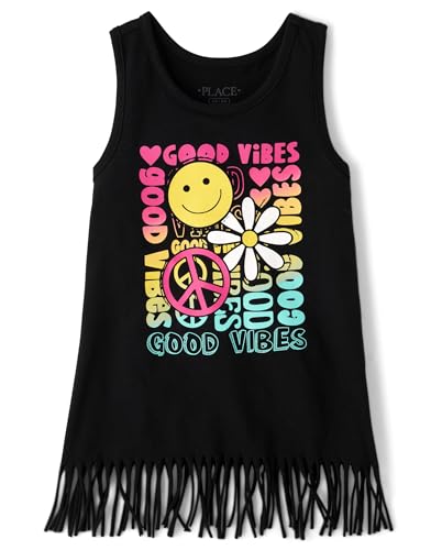 Image of The Children's Place Girls' Graphic Fringe Tank Tops