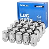 TAGMORE 20pcs 1/2'-20 Lug Nuts - Compatible with 1987-2018 Jeep Wrangler, 1993-2010 Grand Cherokee, 1994-2001 Dodge Ram 1500, 1991-2019 Ford Explorer, One-Piece Design Factory Chrome Wheel Lug Nut Set