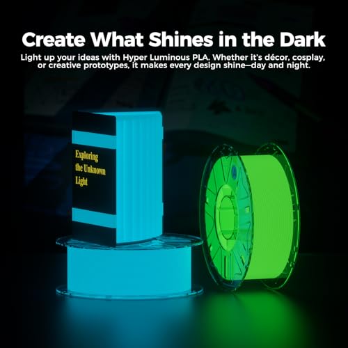 Image of Creality Hyper Luminous PLA RFID Filament 1.75mm 1KG, Glow in the Dark Filament for 3D Printers, Bright Long-Lasting Glow, High-Speed Printing 30-600mm /s, Ideal for Creative Projects (Yellow)