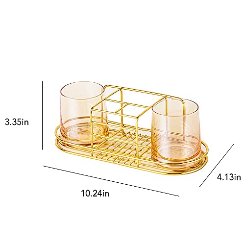 Toothbrush Holder With Cup Holder Electric Toothbrush Toothpaste Holder, Stainless Steel Bathroom Stand Or Wall-Mounted Gold #TOP4