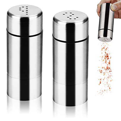Mini Salière Et Poivrière En Acier Inoxydable - Lot De 2 - 4,8x2,5 Cm - Pour Boîte à Lunch, Bento, Camping, Bureau - 3