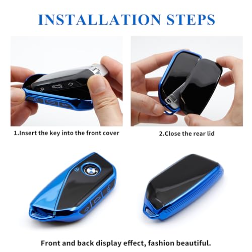 Image of Creativity For BMW X5 Key Fob Cover accessories (Blue Key Case)