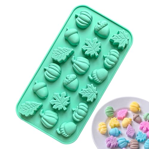 秋シリコン型 | 18空洞フォンダンカボチャ松ぼっくり紅葉型 | サイズ小さめ簡単脱型ノンスティック仕様ハロウィン感謝祭秋のクラフト装飾用キャンドルレジンチョコレートモールド