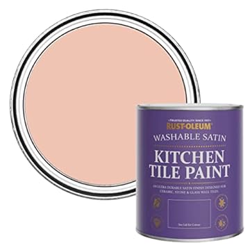 Rust-Oleum Pink water resistant Kitchen Tile Paint in Satin Finish - Coral 750ml