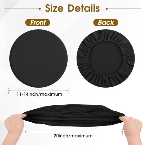 2PCS Stool Covers High Elastic Circle Bar Stool Covers, Soft Washable Slipcovers with Non-slip Stool Cushion Fits Dia 11-14 in Bar Round Chair(Black) - Image 3