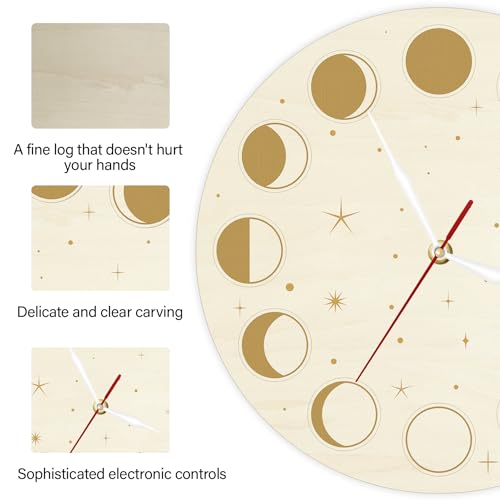 Timethink 12-inch Wooden Moon Clock
