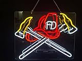 Queen Sense 20' Firefighter Fire Department Axes Neon Sign Acrylic Beer Pub Bar Handmade Wall Decor Neon Light A120FDAA2
