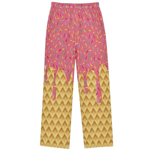 Boy's Pants Ice Cream Pink Jogger Pants Elastic Waist Long Bottoms Trousers with Pockets 6-14 Years