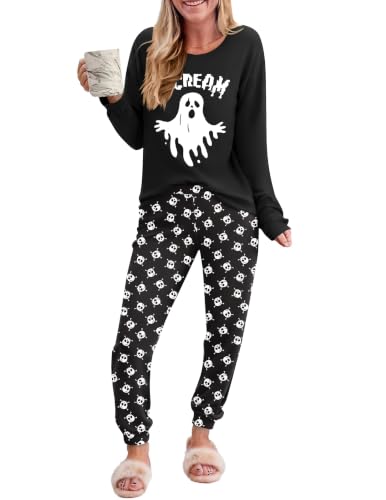 Ekouaer Women's Pajama Sets Long Sleeve Print Pjs Cute Jogger Lounge Sets