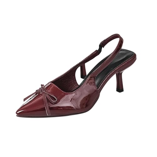 Chaussures à talons hauts au bout pointu et nœud papillon style polyvalent uni