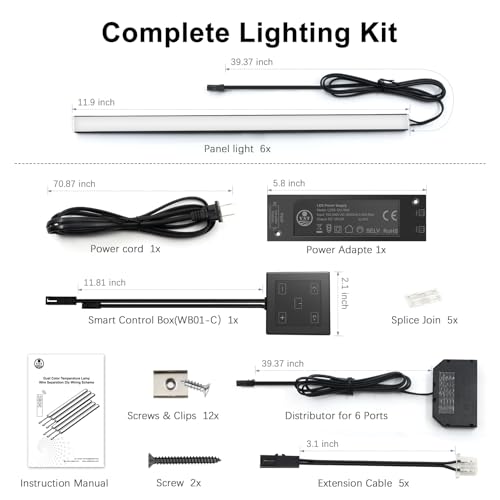 Image of VST Under Cabinet Lighting 6 Pack, Touch Control LED Cabinet Light Bars, Dimmable & Adjustable Color Temperature 2700K-6500K, Ultra Thin Linkable Under Counter Lights for Kitchen, Closet & Display