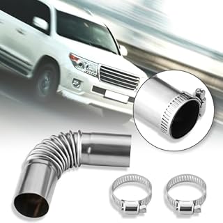 2pcs Diesel Heater Exhaust Pipe, Stainless Steel 24mm Parking Air Heater Exhaust Pipe Tube Elbow Connector with 4 Clamps for Webasto Eberspacher Diesel Boat Heater 13cm Exhaust Pipes and Tips