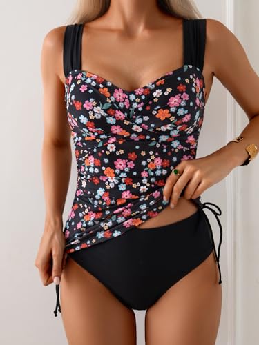 Image of B2prity Tankini Swimsuits for Women Tummy Control Two Piece Bathing Suit High Waisted Wrap Swim Suit with Bottom Swimwear