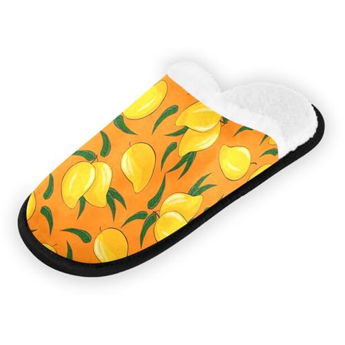 Women's Men's Fruit Mango Fuzzy Slippers Cozy House Shoes Indoor Travel Warm Slippers2