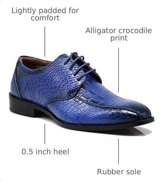 Image of Gator3N Men's Alligator Crocodile Print Oxfords Fashion Lace Up Dress Shoes