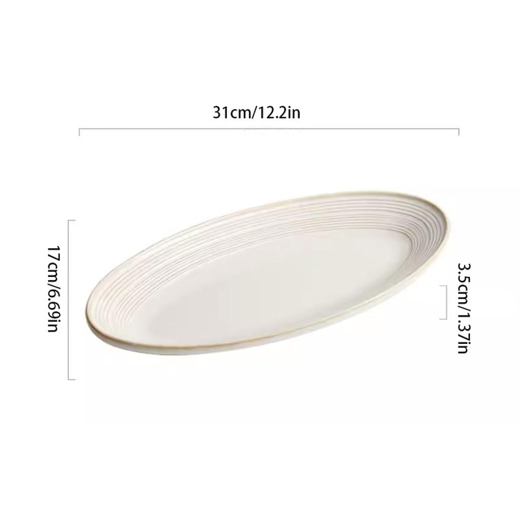 Platos para comer Plato de pescado profundo Plato de pescado al vapor for el hogar Plato grande Tazón Vajilla ligera de lujo Plato resistente a altas temperaturas Plato de cena Platos para la cena(M)