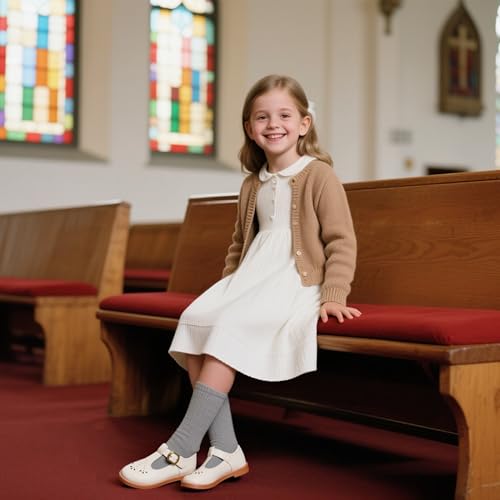 Image of GINFIVE Toddler Girls Dress Shoes Little Kids Flats School Mary Janes Shoes
