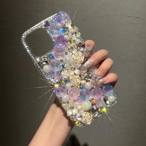 Coque antichoc iPhone 15 Plus violette à strass pour éviter rayures et chutes