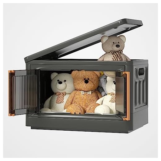 HAIXIN cajas almacenaje, 32L cajas organizadoras plastico, cajas almacenaje ropa, caja con tapa plegable apilable para dormitorio sala de estar armario baño cocina estudio 1 pieza negro