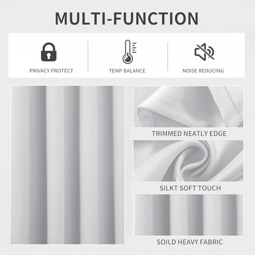 Image of Joydeco White Curtains 95 Inches Long 2 Panels Set, Thermal Insulated Long Curtains& Drapes 2 Burg, Room Darkening Grommet Drapes for Living Room Bedroom Window (W52 x L95 Inch, Greyish White)